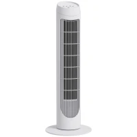 HOMCOM Ventilador de Torre 45W Ventilador Vertical Silencioso con 3 Velocidades Oscilación 70° para Salón Ø27x75 cm Blanco(m-10)