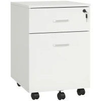 Vinsetto Classeur de Bureau à 2 Tiroirs avec Serrure et 5 Roues, en Mélamine, 40x49x58 cm, Blanc(m-5)