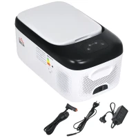 HOMCOM Geleira Elétrica de Compressor Portátil 15L para Carro -20℃ a 20℃ 12 / 24V CC e 100-240V CA 56,8x33x26,2 cm Branco(m-10)
