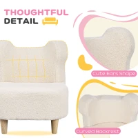 AIYAPLAY Kindersessel - Pluche stoel met berenoren, Fleece bekleding, Schuim, Beige(m-5)