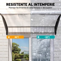 Outsunny Tejadillo de Protección para Puertas Ventanas Marquesina de Exterior de Aleación de Aluminio 150x90x25 cm Transparente(m-6)