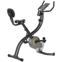 HOMCOM Heimtrainer X-Bike 2-in-1 Fahrradtrainer Trimmrad mit 1 Paar Spannseilen(m-1)