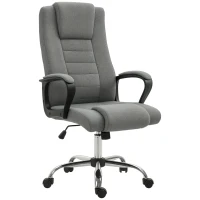 HOMCOM Fauteuil de bureau à roulettes chaise manager ergonomique pivotante hauteur réglable lin gris foncé(m-1)