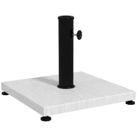 Outsunny Baza pentru Umbrela de 25kg din Metal si Ciment, Postament pentru Umbrela de Gradina cu Finisaj Efect lemn Alb(m-11)