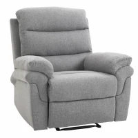 HOMCOM Fauteuil de Relaxation inclinable Manuel avec Repose-Pied Ajustable Tissu Polyester Aspect Lin Gris Clair chiné(m-11)