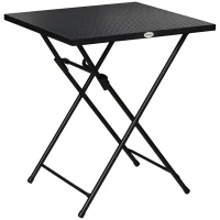 Outsunny Table d'Extérieur Pliante en Acier avec Patins Antidérapants, 60x60x71 cm, Noir(m-5)