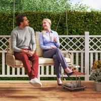 Outsunny Balancelle Hollywood 2 places en rotin avec coussins et chaînes jusqu'à 240 kg 115 x 66 x 44 cm Beige(m-2)