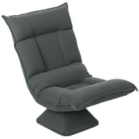 HOMCOM Fauteuil de sol avec dossier réglable 5 positions, pivotant, chaise rembourrée moderne, Gris foncé(m-6)