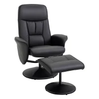 HOMCOM Sillón de Relax con Reposapiés Respaldo Reclinable hasta 145° para Salón Dormitorio Oficina 76x81x101 cm Negro(m-10)