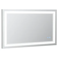 kleankin Espejo de Baño con Luz LED con Interruptor Táctil Color de Luz Ajustable y Función de Memoria 100x60 cm Plata(m-1)