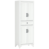 HOMCOM Armoire Cuisine Blanche 4 Portes 1 Tiroir 170cm