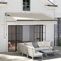 Outsunny Auvent Électrique Rétractable avec Manivelle Inclinaison Ajustable et Protection UV pour Jardin Terrasse 296x250 cm Crème(m-3)