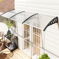 Outsunny Auvent Moderne en Polycarbonate, Aluminium et PP pour Balcons, Fenêtres et Portes, 303x96x27 cm, Noir et Transparent(m-2)