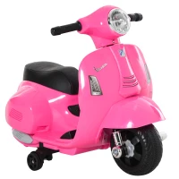 HOMCOM Moto Électrique pour Enfants 6V avec Licence Officielle Vespa Batterie, Mini Moto Électrique pour Enfants de 18-36 Mois avec Phares et Klaxon, 66,5x38x52cm, Rose(m-5)