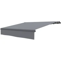 Outsunny Auvent Manuel Rétractable pour Jardin avec Manivelle Protection UV Structure en Métal et Aluminium 295x200 cm Gris(m-1)