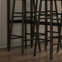 HOMCOM Ensemble Table et Chaises 5 Pièces avec 4 Tabourets avec Repose-Pieds et Table Rettangulaire, Noir et Marron(m-4)