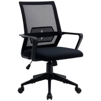 Vinsetto Silla de Oficina Ergonómica Silla de Escritorio Giratoria para Adolescentes Ajustable en Altura con Reposabrazos y Soporte Lumbar Tejido Transpirable 61x58,5x89-99 cm Negro(m-10)