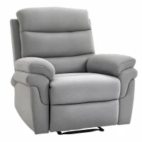 HOMCOM Fauteuil de Relaxation inclinable Manuel avec Repose-Pied Ajustable Tissu Polyester Aspect Lin Gris Clair chiné(m-1)