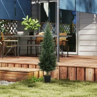 HOMCOM Plante artificielle de cyprès, 638 feuilles en plastique, avec pot, résistant aux UV, Vert(m-4)