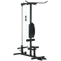 SPORTNOW Station de force pour la maison, tirages de rame, sans poids, équipement de fitness pour la maison, acier, simili cuir, Noir(m-7)