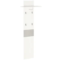HOMCOM Móvel Cabide de Entrada com 4 Ganchos Cabide de Parede com Barra Suspensa de Alumínio 50x23,5x160cm Branco e Cinza(m-10)