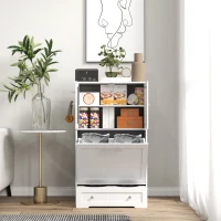 PawHut Dog Feeding Station with 2 Storage Cabinets, 2 Elevated Bowls, Side Hooks, Anti-tip Kit for Water and Feeding Supplies(m-8)