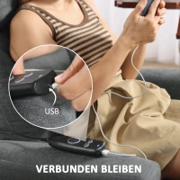 HOMCOM Fauteuil de Massage avec Télécommande, 8 Points de Massage, Chauffage Lombaire, Port USB, Sac Latéral, Fauteuil Rembourré, Gris(m-4)