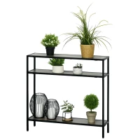 Outsunny Estantería para Plantas Flores Macetas Bastidores de 3 Niveles con Placa Antivuelco para Interiores y Exteriores 80x20x75 cm Madera(m-9)