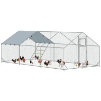 PawHut Poulailler, Enclos pour Poules, avec Couverture UV, Grillage en Acier, Distributeur d'Aliments, pour 18-24 Poules(m-6)