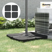 Outsunny 4-Piece Parasol Base Stand Weights for Banana Offset Umbrella, Water and Sand Filled, Up to 72kg, Black(m-10)