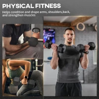 HOMCOM Dumbbells met geribbelde grip, gietijzeren dumbbell, 2 x 15kg, dumbbells voor mannen en vrouwen(m-7)