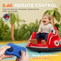 AIYAPLAY Angry Bird Licensed Waltzer Car, 12V Kids Bumper Car w/ Joysticks, Remote, Music LED Lights, Red(m-5)