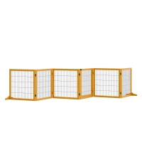 PawHut Cancelletto per Cani di Piccola/Media Taglia in Legno e Acciaio con 6 Pannelli Pieghevoli, 432x36x70cm(m-1)