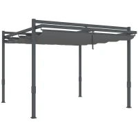 Outsunny Pergola Pavillon ca. 3,5x3m Aluminium Stabil winterfest Sonnenschutz mit verstellbares Schiebedach Grau(m-10)