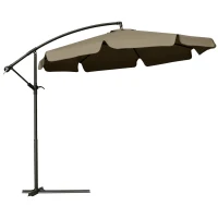 Outsunny Parasol de Jardin à Bras avec Ouverture à Manivelle en Métal et Polyester, Ø2.7x2.7 m, Café(m-5)