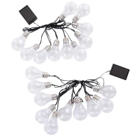 Outsunny Guirlandes lumineuses solaires extérieures - lot de 2 pièces - total 20 ampoules LED blanc chaud - longueur totale 7,6 m - norme IP44(m-11)