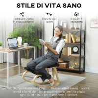 HOMCOM Sedia Inginocchiatoio Dondolante in Tessuto Effetto Lino e Legno di Betulla, 51x84x93 cm, Nero(m-6)