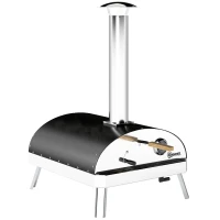 Outsunny Mini Four à Pizza à Bois avec Pierre Réfractaire Thermomètre et Plateau Tournant pour Jardin Terrasse ou Camping(m-1)