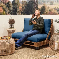 Outsunny Two Piece Seat Pallet and Back Cushions - Navy Blue(m-7)