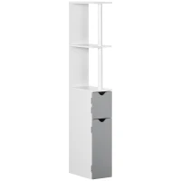 kleankin Mueble de Baño con Puertas y Estantes Abiertos Armario de Baño Estilo Moderno 15,2x29,8x118 cm Gris(m-1)