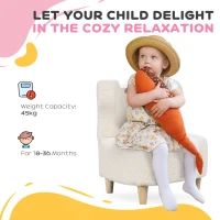 AIYAPLAY Kindersessel - Pluche stoel met berenoren, Fleece bekleding, Schuim, Beige(m-6)