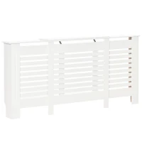 HOMCOM Cache-radiateur Mobile en MDF avec Largeur Réglable et Étagère Supérieure en Bois, 140-202x19x82,5 cm, Blanc(m-5)