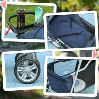 PawHut Poussette pour Chiens Pliable avec Panier et Porte-verres, Poids Max. 10 kg, 75x45x97 cm, Bleu Foncé(m-3)
