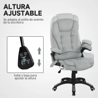 Vinsetto Silla Oficina con Masaje de 6 Puntos con Función Basculante con Calefacción Altura Ajustable 65x71x110-120 cm Gris(m-5)