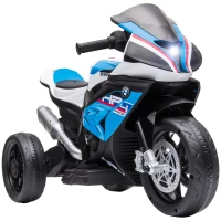 HOMCOM Moto électrique pour enfants 3 roues 6 V 2,5 Km/h musique interface USB  82,5 x 42 x 54 cm bleu(m-11)