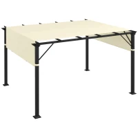 Outsunny Copertura per Gazebo Pergola 3x3 m in Poliestere con Tasche e Cinghie, 488x122 cm, Bianco Crema(m-6)