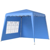 Outsunny Tente Pliable Pop-up 2,89x2,89m Pavillon de Jardin avec Parois Latérales Hauteur Ajustable Protection UV50+ Bleu(m-6)
