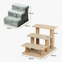 PawHut Escada para Animais de Estimação com 3 Degraus 2 em 1 com Capa Removível e Lavável Escada para Cães Gatos 35x46x35 cm Cinza(m-3)