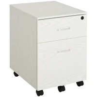 Vinsetto Classeur de Bureau Commode Pour Bureau en Bois, 2 Tiroirs, Serrure avec 2 Clés, Blanc, 40x45x55,6 cm(m-6)
