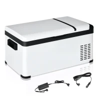 Outsunny Frigo Portatile Elettrico 20L da 12 Volt con Maniglia e Schermo LCD, 61x32x28.5cm, Bianco(m-1)